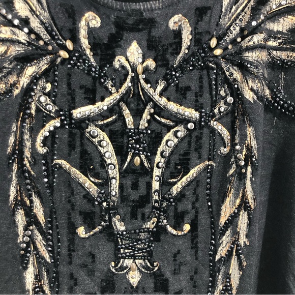 Miss Me Soft Sleeveless Tee w/Fringe on Back and Velvet Bling on the front SZ L - Picture 7 of 7